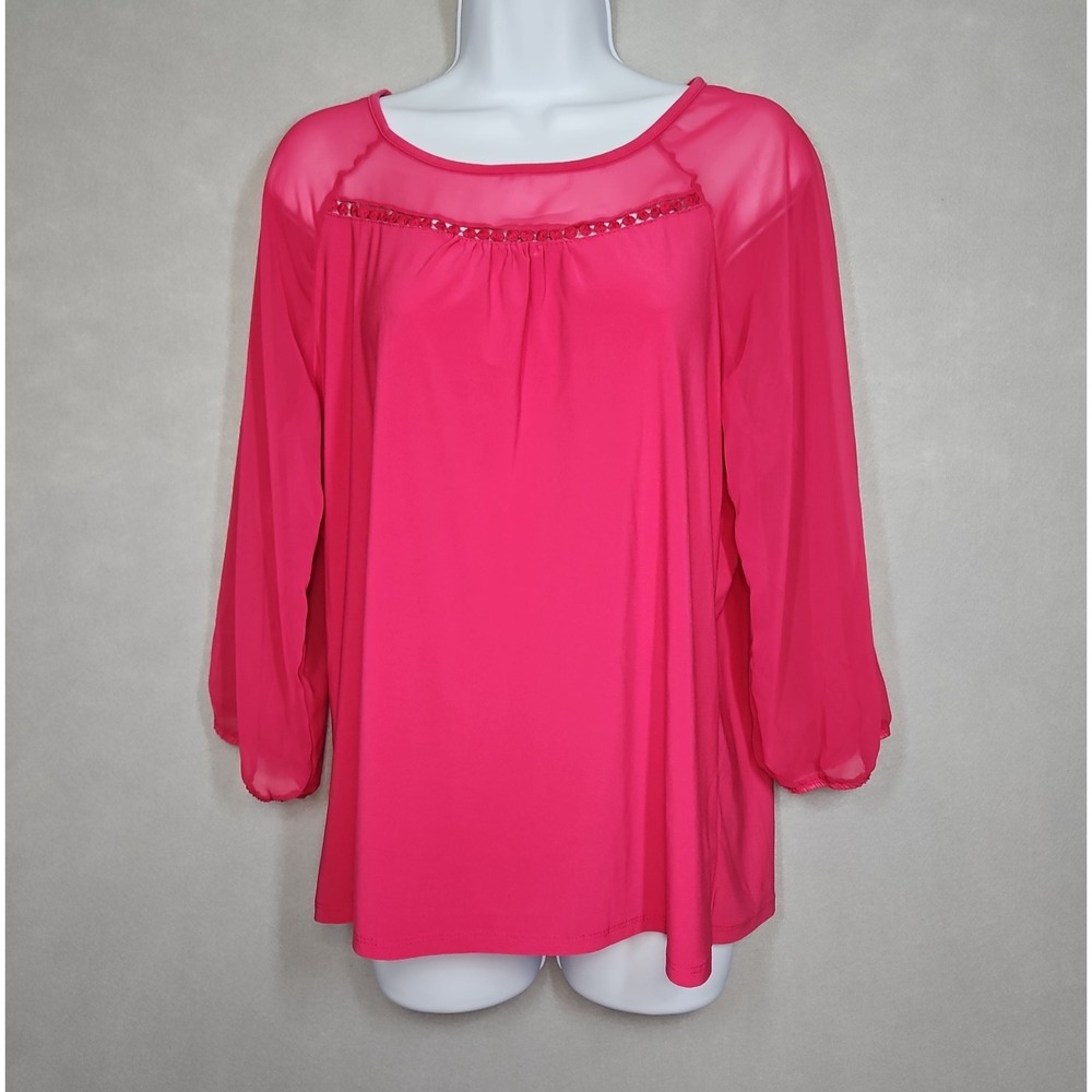 Atelier 29 Womens Pink Balloon Sleeve Pullover Blouse Size XL NWT
